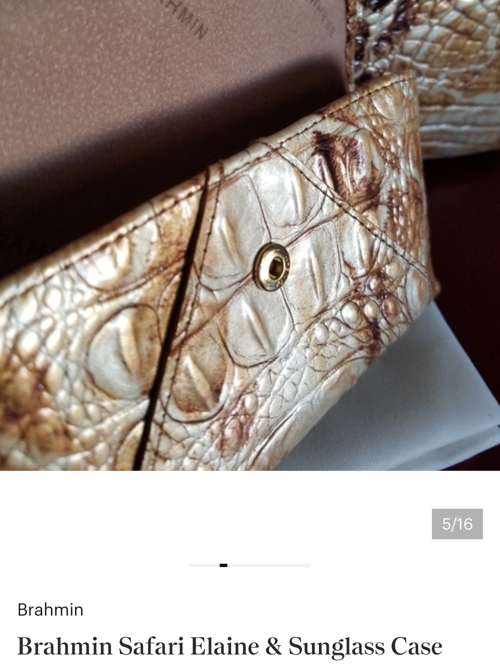 Brahmin Safari Elaine Sunglass Case in Tan Croc - Picture 3 of 4